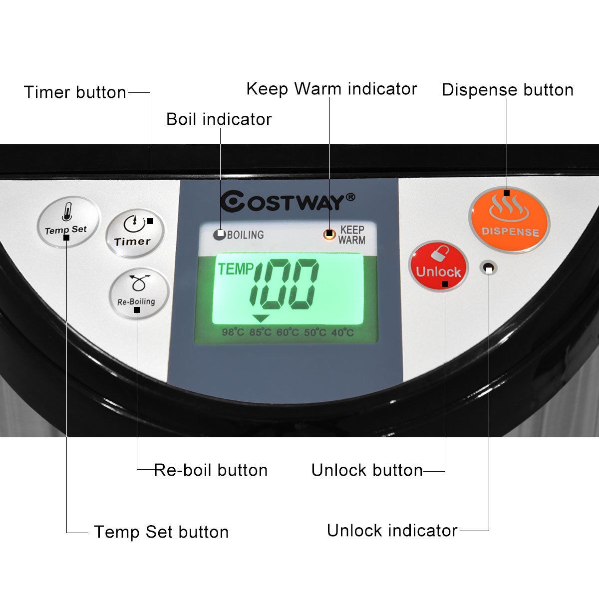 5-Liter LCD Water Boiler & Warmer Electric Hot Pot Kettle Hot Water Dispenser