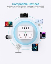 2 Pack Multi Plug Outlet Splitter with Usb,Surge Protector Outlet Extender wi...