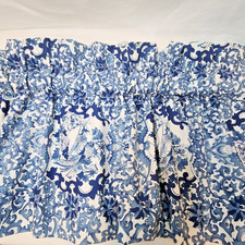 Ralph Lauren Tamarind Bird 16x40 Window Valance Rod Pocket Lined Porcelain Blue