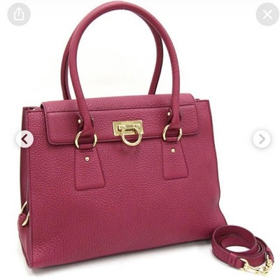 Salvatore Ferragamo Sofia Gancini Leather Handbag Rose Pink Vintage Authentic