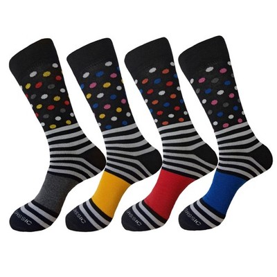 4-1 Pk Cotton Dress Socks First Quality TRUE TO SIZE 10-13 Multicolor Polka Dot