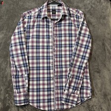 Hugo Boss Men's Plaid Checker Inlay Pattern Long Sleeve Slim Fit S