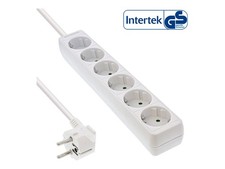 InLine Multi-Outlet 6x Shucko with Safe White Cable 3m Strip 16463W