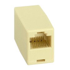 4C RJ11 Telephone Phone Jack Line Coupler Adapter Connector for Exten Cord Beige