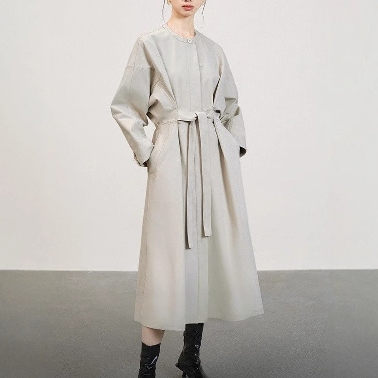 Women's Long Trench Coat Belted Windbreaker Long Sleeved Casual Outwear Jackets
