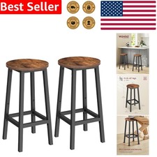 25.2 Inch Industrial Bar Stools for Kitchen Dining - Set of 2 in Rustic Finish