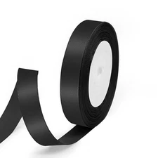 Satin Ribbon Black 5/8 Inch Silk Spool Gift Wrapping Wedding Decor 25 Yards