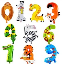16" Foil Numbers Balloons Animal Print Number Age Foil Balloons UK