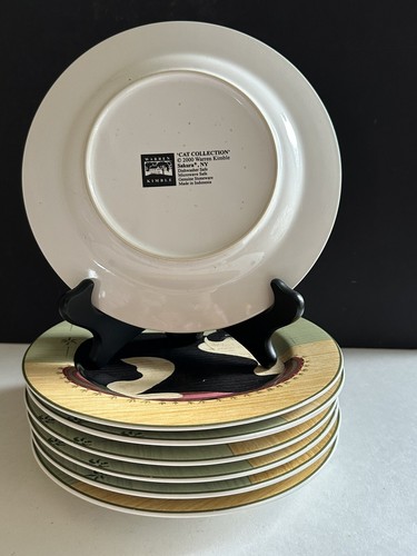 Oneida Cat Collection Salad Dessert Plate Set of 7 Warren Kimble 8.5” - Picture 9 of 24