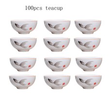100pcs Porcelain Teacup White Glazed Tea Cups 2oz Small Cup Wholesale Clearance