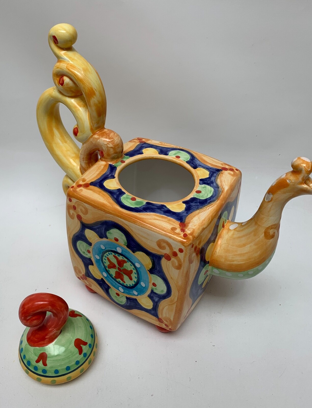 Beautiful Festin Coquin Art Pottery France Whimsical Square Footed