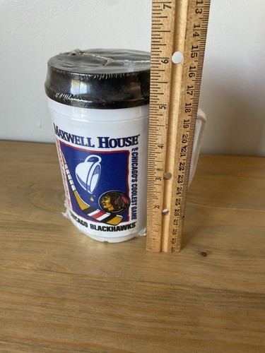 Vintage Maxwell House Coffee Plastic Travel Coffee Mug Trip Chicago Blackhawks - Picture 3 of 3