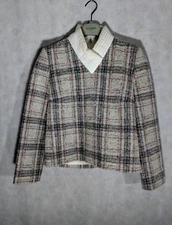 JW Anderson FW12 Runway Plaid Padded Neck Sweater Top Size Small
