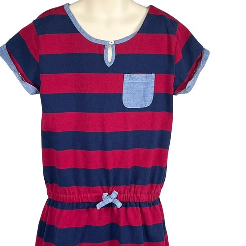 Tommy Hilfiger Girls Striped Romper Shorts Red Navy Medium 8 10 Summer Preppy - Picture 4 of 8