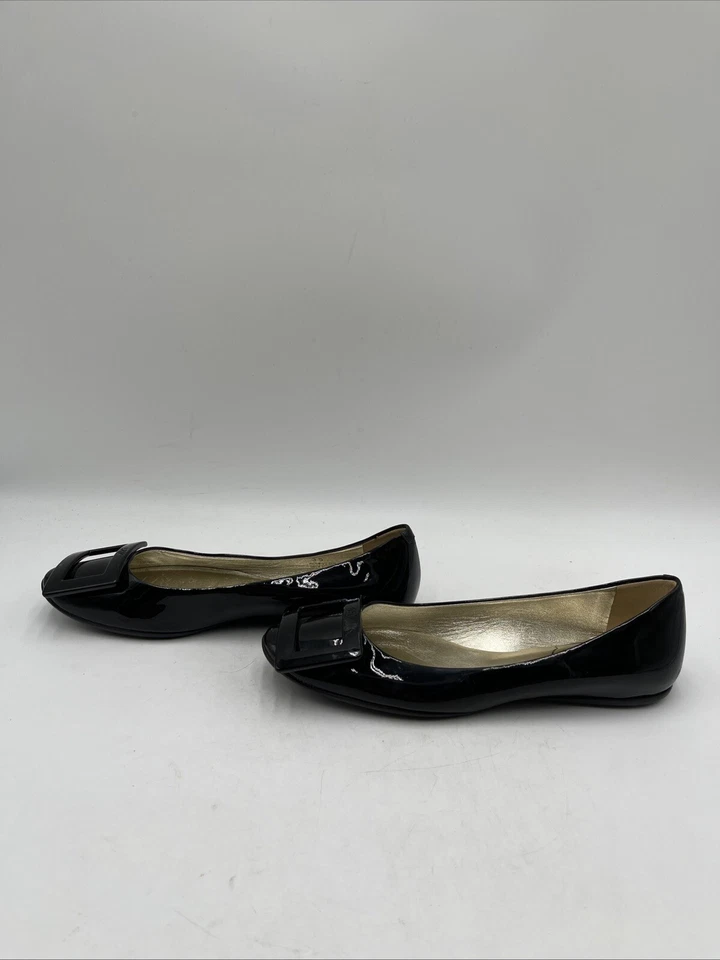 Roger Vivier Gommettine Black Patent Leather Round Toe Ballerina Flats Womens 35 - Image 3 of 4