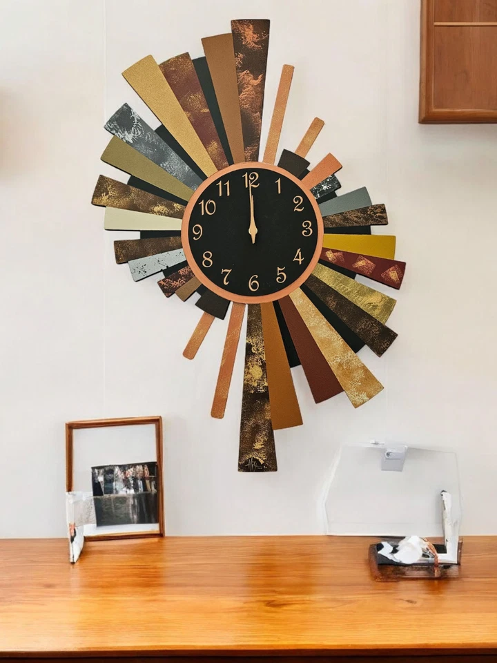 Handmade wall sculpture clock, Brown copper Clock wall art by Alisa 27x18 - Image 4 of 4