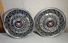 Vintage Cadillac Fleetwood Brougham Wire Spoked 1986 - 92 15 2ea Hubcaps