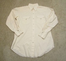 Vintage H Bar C Shirt Men 16 33 Beige Western Pearl Snap Cowboy Rodeo USA 90s