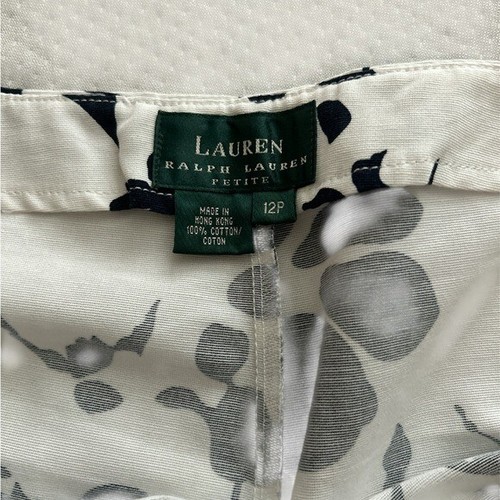 Women’s size 12 petite ralph lauren navy & white floral cropped pants NWT - Picture 4 of 6