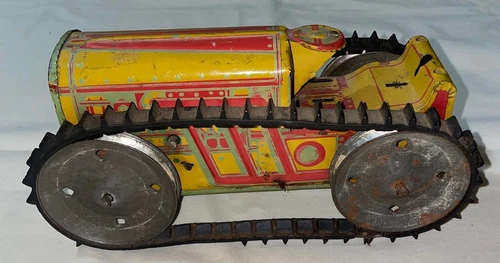 Vintage 1950s MARX TOYS Tin Litho Windup Tractor Canada PARTS/REPAIR/DECOR