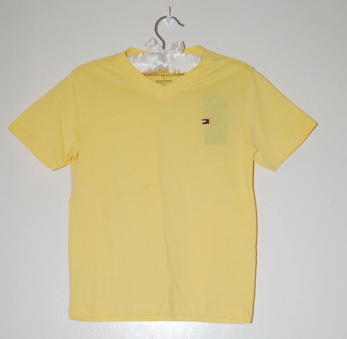 NWT Tommy Hilfiger Little Boys Lemon Drop Yellow V neck Logo SS T