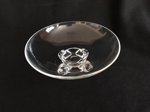 Vintage John Dreves Designed STEUBEN Glass Crystal Scroll Footed 10 1/2" Bowl