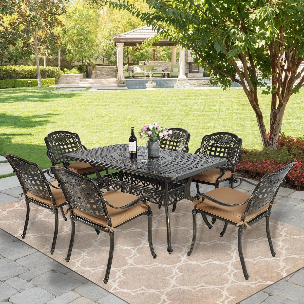 7 piece aluminum online patio dining set
