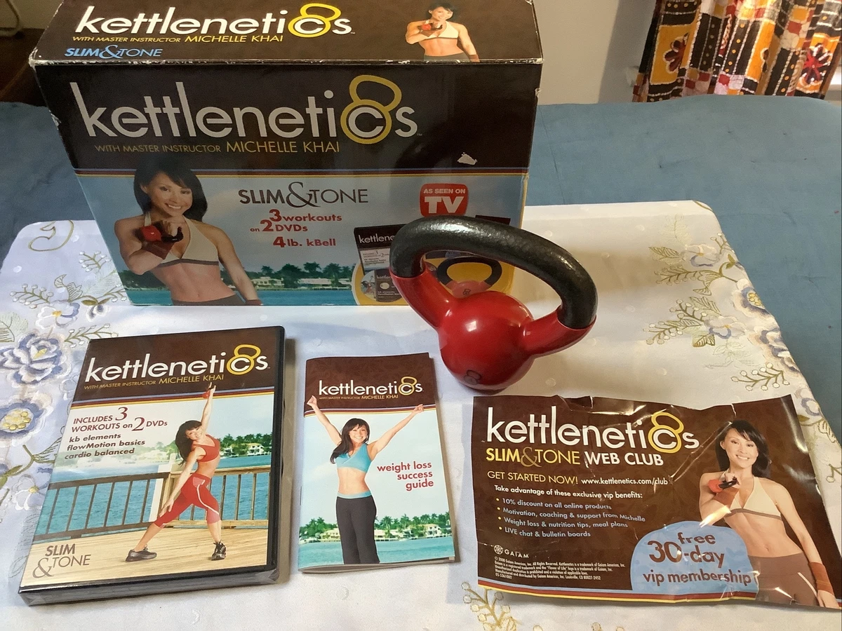 Kettlenetics Slim Tone Kit 4lb Kettlebell 3 Workouts 2 DVDs NOS