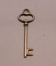Oval Brass Skeleton Key Steampunk Antique Vintage Look 1-5/8" Charm or Pendant