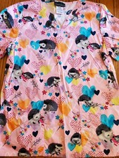 Cherokee Scrub Top Medium NWOT Pink Hedgehogs