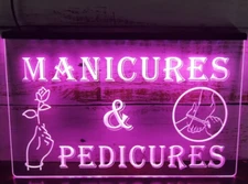 Manicures Pedicures Nails Salon 3D LED Neon Light Sign Beauty Spa Wall Decor
