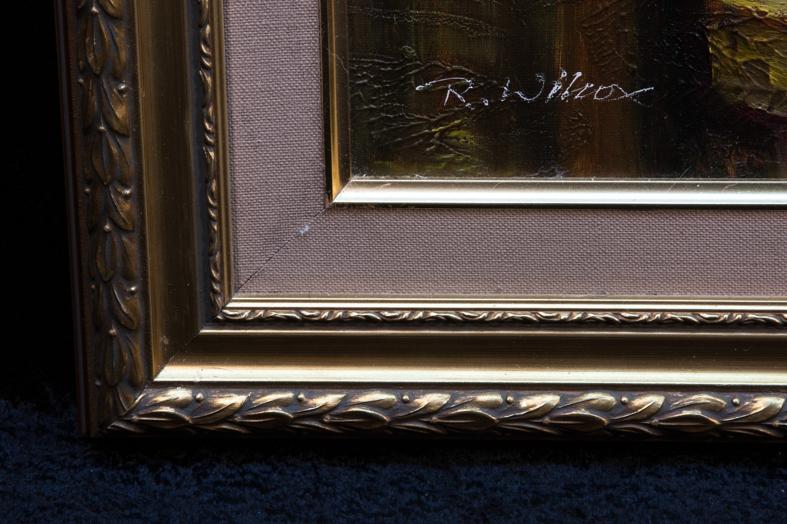 Signed R. Wilcox Oil Painting on Canvas Still Life Floral Art Artwork