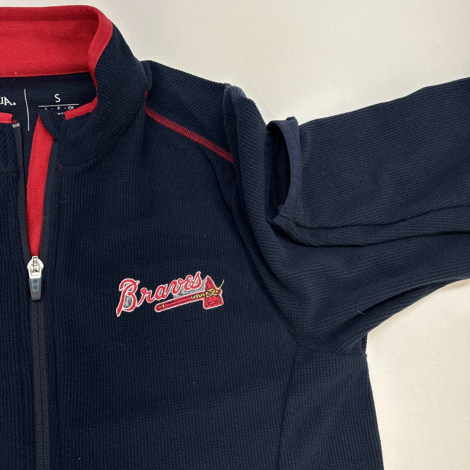 Atlanta Braves Antigua Full Zip Long Sleeve Textured Womens S Blue Pocket  - Image 4 of 4