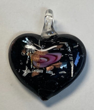 Beautiful Hand Blown Glass Heart Necklace Pendant