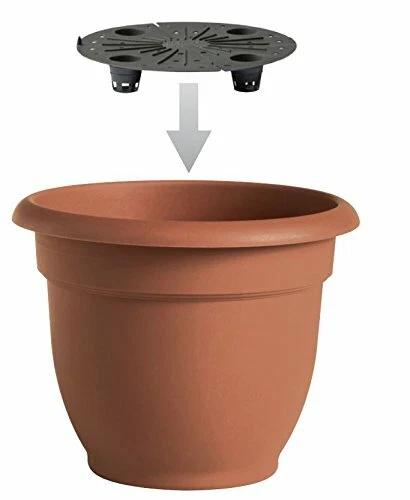 Bloem Ariana Plastic Planter w/ Self-Watering Grid, Terra Cotta Color, 16" - Imagem 2 de 4