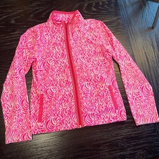 Vineyard Vines Girl Size Large L 14 Full Zip Performance Jacket Pink White