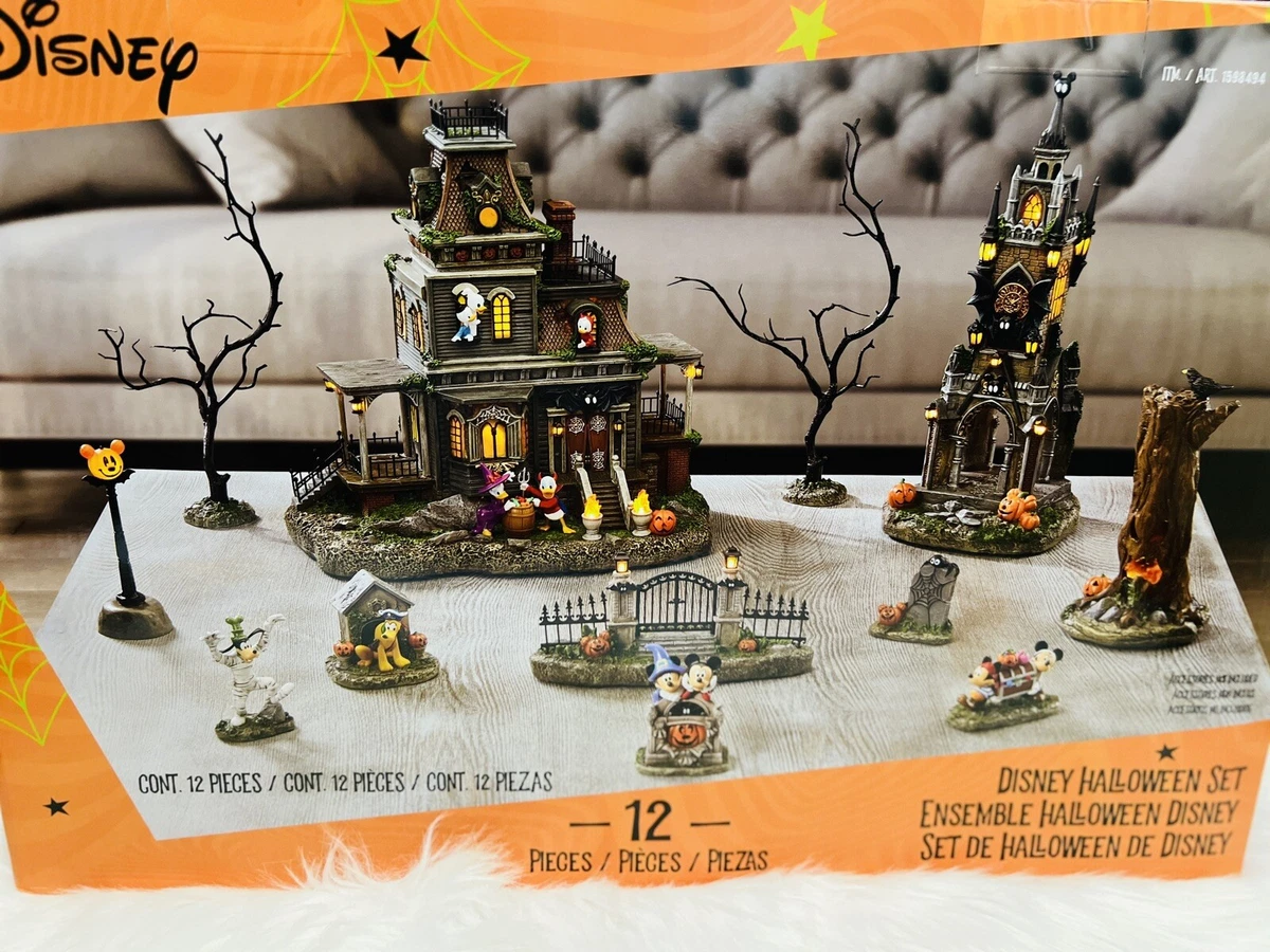 NEW COSTCO Disney Halloween Village Musical Haunted House 12 pieces with  Lights 841887122870 | eBay