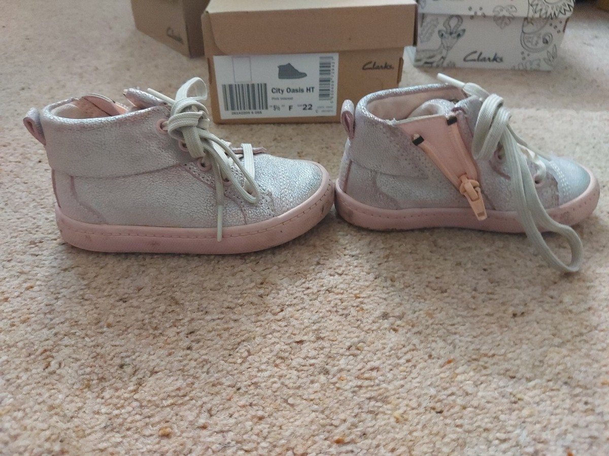 Clarks Girls City Oasis HT Light Pink Shoes UK
