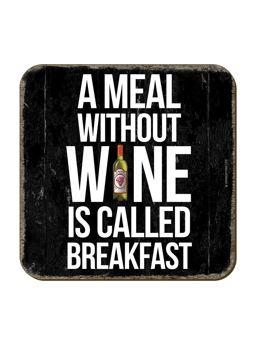 Grindstore Coaster A Meal Without Wine Black 9.2x9.2cm