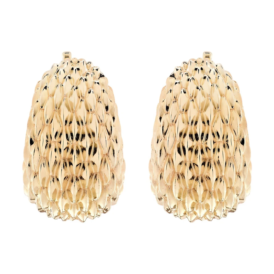 蒂芙尼黄金纹理圆顶耳环 — 第 3/4 张图片