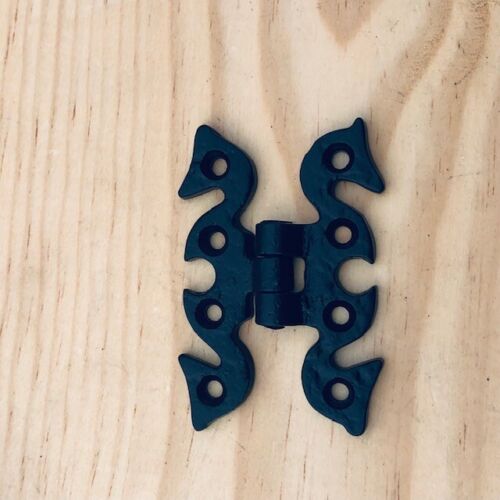 6 Cabinet Hinges 2 3/4" Long Decorative Butterfly Cabinet Gate Iron Small Black - Picture 3 of 7