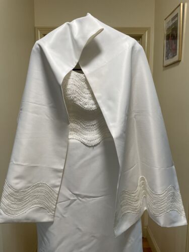 Abito da sposa e scialle taglia 10 della collezione Oleg Cassini conservato nella scatola! - Foto 2 di 10