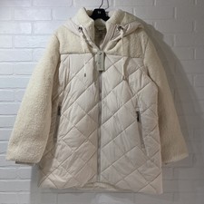 New Koolaburra By Ugg Mixed Media Sherpa & Quilted Parka Size Large Ivory