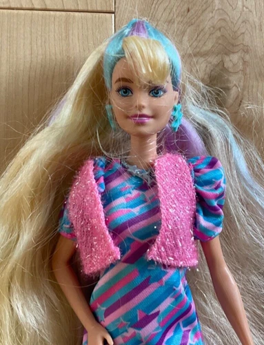 Pastel Rainbow Barbie Totally Hair Doll Star Themed Dress
