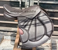 Leather Jumping/Close Contact Double-flap New Adjustable Gullets Horse Saddle.