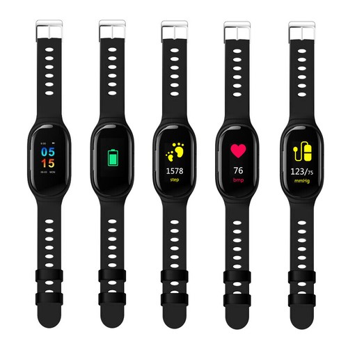 Écouteurs Indigi Noir 2 en 1 + Montre Ecran Coloré Sportif Android iOS Compatible - Photo 5 sur 5
