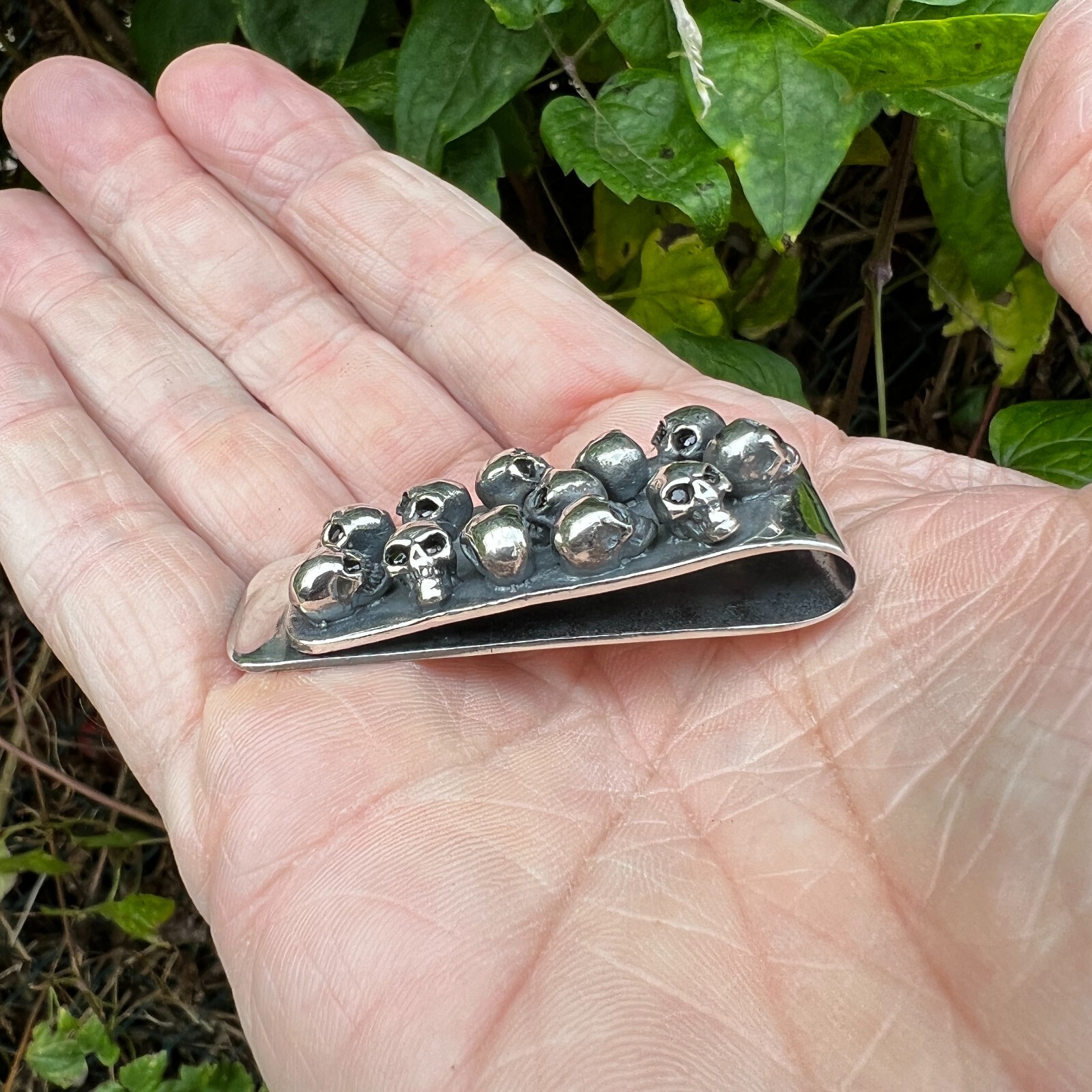 Hallmarked 925 Sterling Silver Skull Money Clip Mens Biker eBay