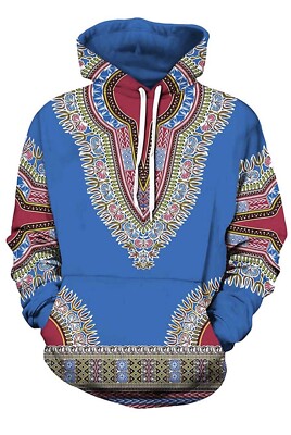 UNISEX AFRICAN PRINT DASHIKI LONG SLEEVE FASHION HOODIES SWEATSHIRT ...