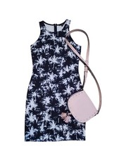 Guess Black White Bodycon Stretch Dress Women's Size S Form Fitting Feminine 