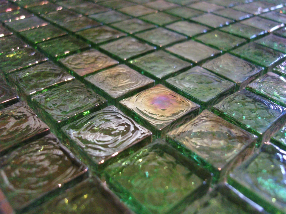 Glasmosaik Mosaik Fliesen Klarglas Perlmutt Metall grün 8mm dusche bad küche TOP - Bild 2 von 3